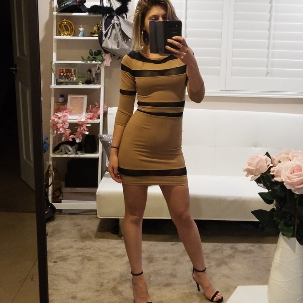 Beige mini dress